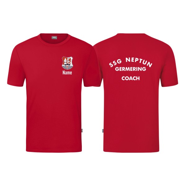 Jako T-Shirt Organic SSG Neptun Germering Trainer Herren rot mit Name mit Vereinsname
