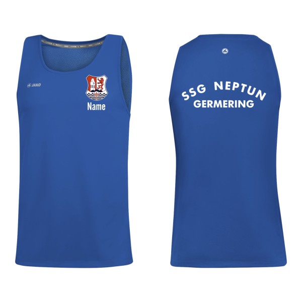 Jako Tanktop Run 2.0 SSG Neptun Germering Herren royal mit Name mit Vereinsname