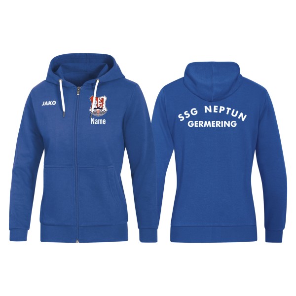 Jako Kapuzenjacke Base SSG Neptun Germering Damen royal mit Name mit Vereinsnamee