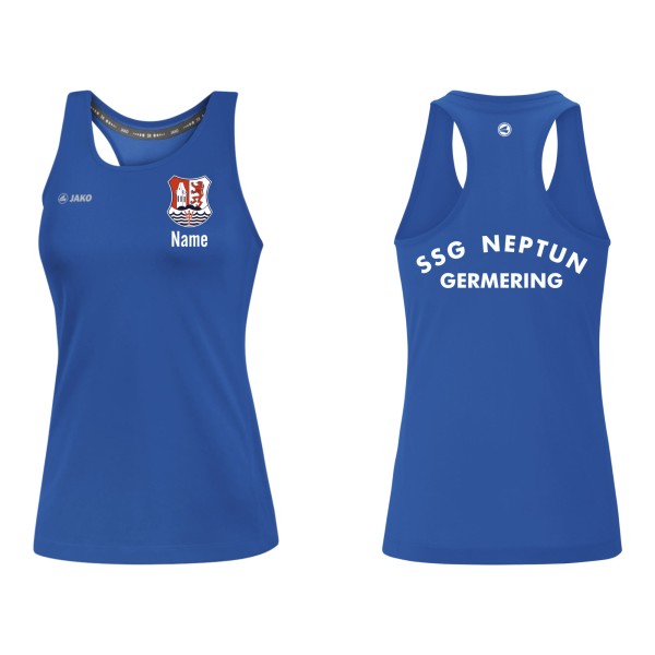 Jako Tanktop Run 2.0 SSG Neptun Germering Damen royal mit Name mit Vereinsname