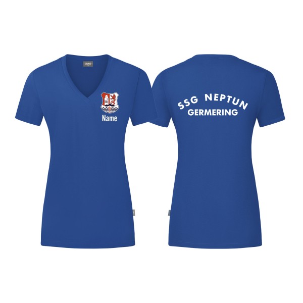 Jako T-Shirt Organic SSG Neptun Germering Damen royal mit Name mit Vereinsname
