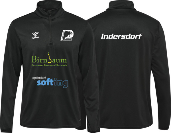 Aufwärmtrikot Half-Zip langärmlig Panther Indersdorf mit Vereinsname ohne Initialen