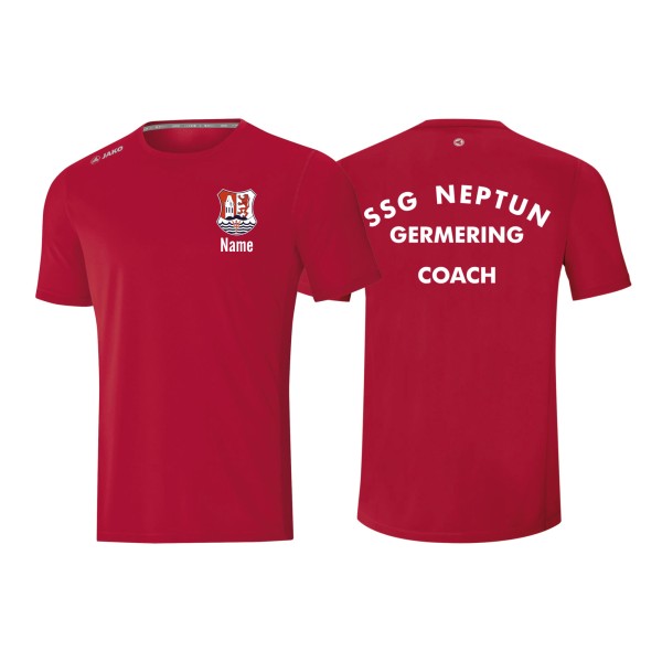 Jako T-Shirt Run 2.0 SSG Neptun Germering Trainer Herren rot mit Name mit Vereinsname