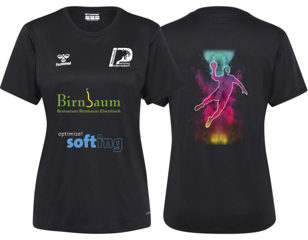 Aufwärmtrikot kurzärmlig Panther Indersdorf Damen mit Handballer ohne Initialen