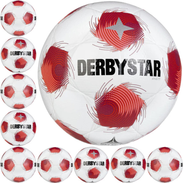 10er Ballset derbystar Fußball Apus TT DB v25 weiss/rot