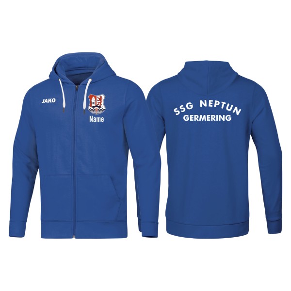 Jako Kapuzenjacke Base SSG Neptun Germering Herren royal mit Name mit Vereinsname