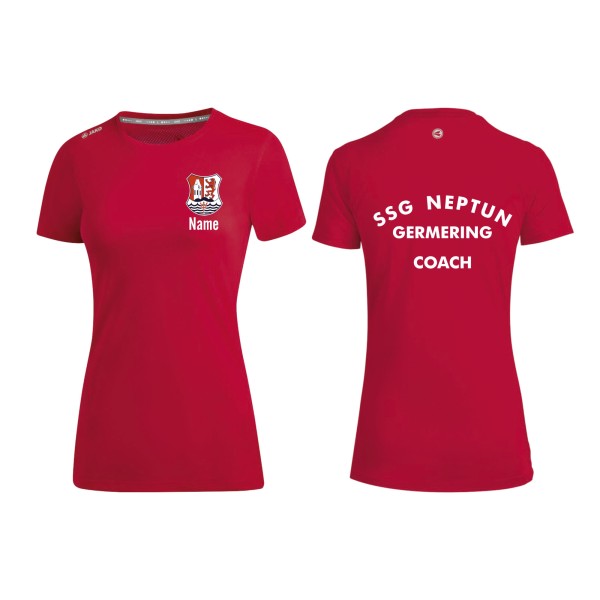 Jako T-Shirt Run 2.0 SSG Neptun Germering Trainerin Damen rot mit Name mit Vereinsname